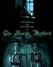 poster for the film that is mostly black, with photo of the brothers with nooses around their necks on bottom, and a fairy in a window on top